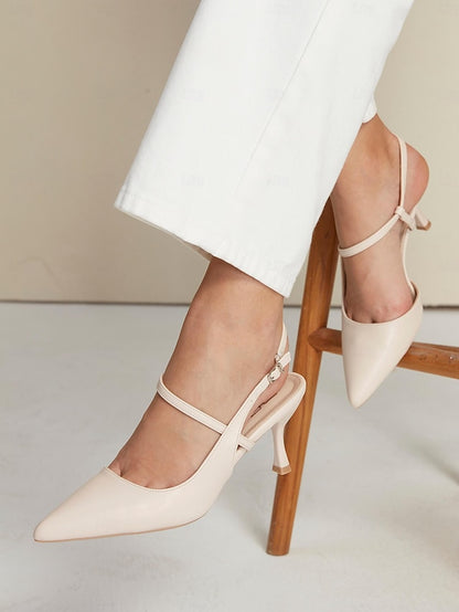 Kitten Pumps – Women's Slingback Elegant Heel Nude