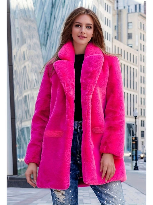 Pocket Coat Warm Comfortable Knitting Faux Fur Women's