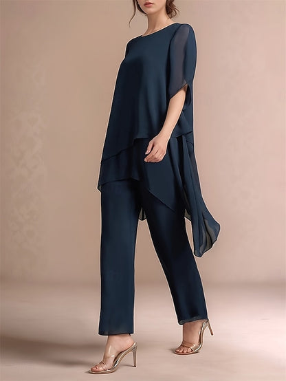 Classic the Bride Piece of Dress Crew Pantsuit Mother Neck 2