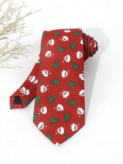 Fun Men's Polyester Tie and Tree Santa Christmas – Silk
