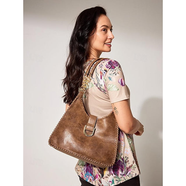 Hobo Bag mit Kette - Lederriemen Vintage Damen Groß