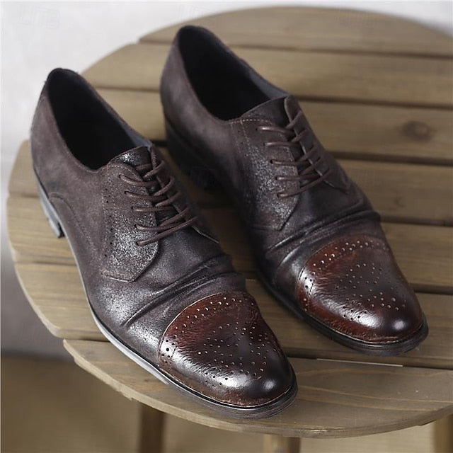 Leather Genuine Brogue Oxford Shoes Men's – Vintage
