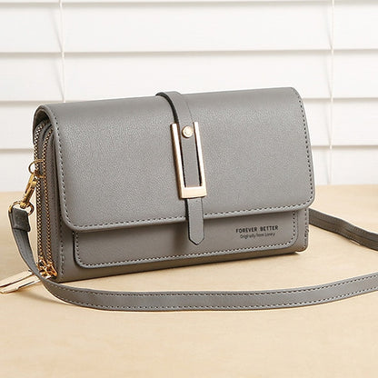 Sac à bandoulière en PU pour téléphone portable, portefeuille en cuir pour femme