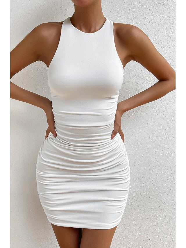 Women's Mini Dress White Dress Graduation Dress Sheath