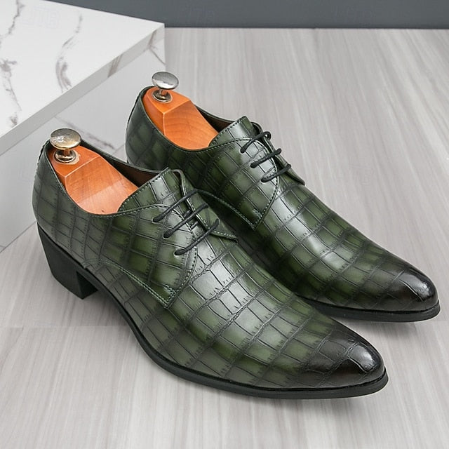 Dress – Red Men's Pattern Shoes Faux Crocodile Leather