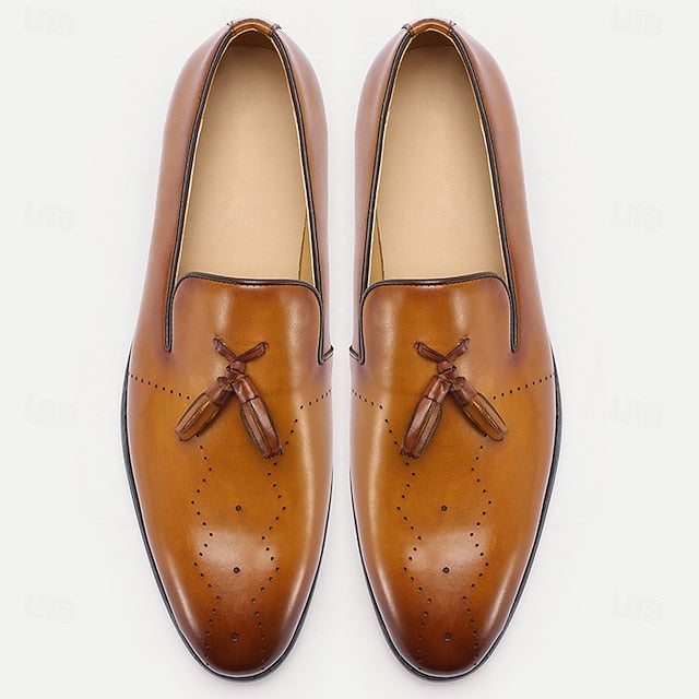 Brown – Men's Tassel Classic Leather Loafers Light