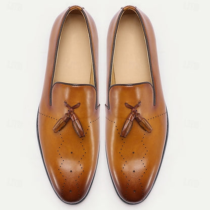 Brown – Men's Tassel Classic Leather Loafers Light