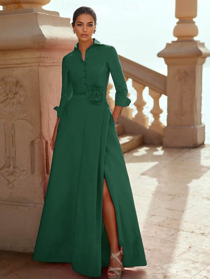 Dress Formal Length Gown Evening Wedding Floor A-Line Elegant