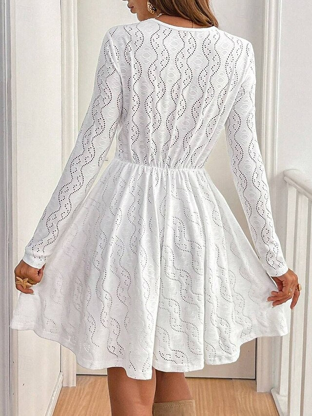 Women's Mini Dress White Dress Lace Dress Modern Vacation