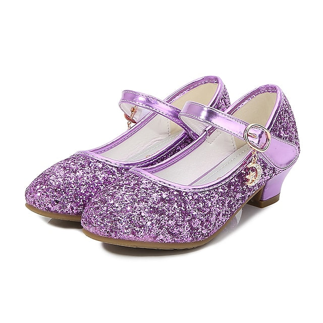 Mary Glitter Heel Sparkly Low Girls' Jane Shoes