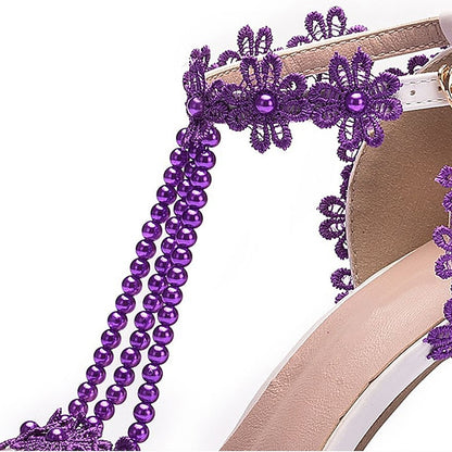 Heel Bridal Pointed Women's Lace Wedding Shoes High