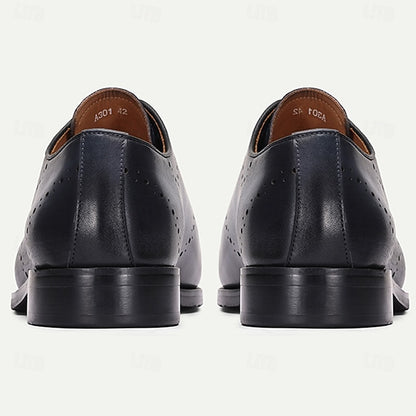 Navy Genuine Shoes Oxford Blue Cowhide Men's Classic