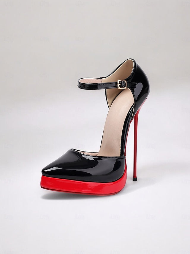 Leather Red Platform Patent and Stiletto Women's Black
