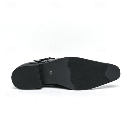 Monk Strap Black Leather Dress Shoes Formal Men's –