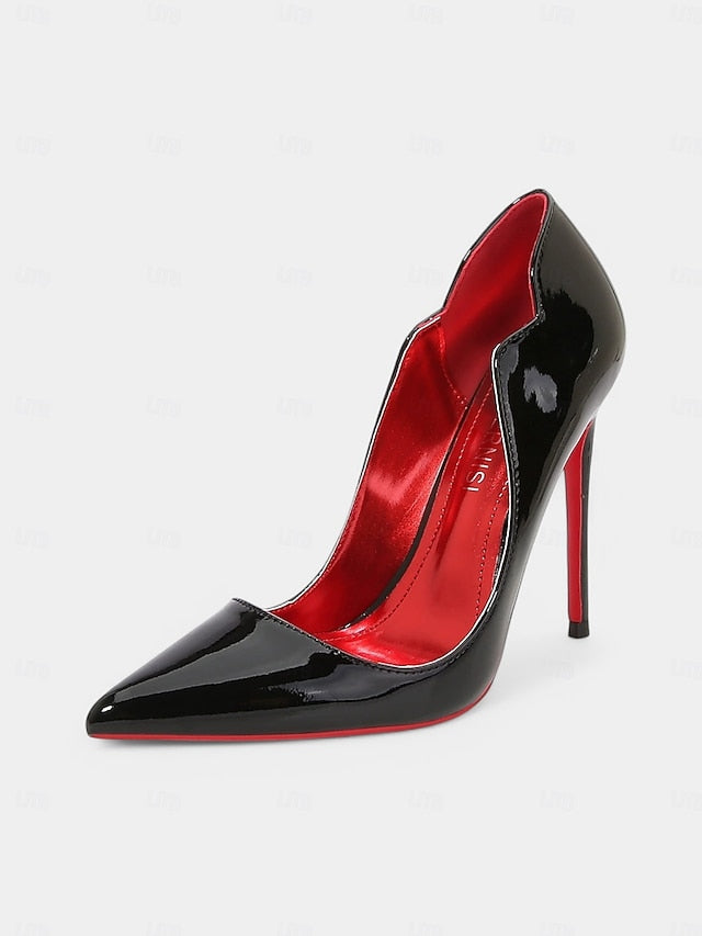 Black Soles with Leather High Patent Toe Pointed – Red Heels