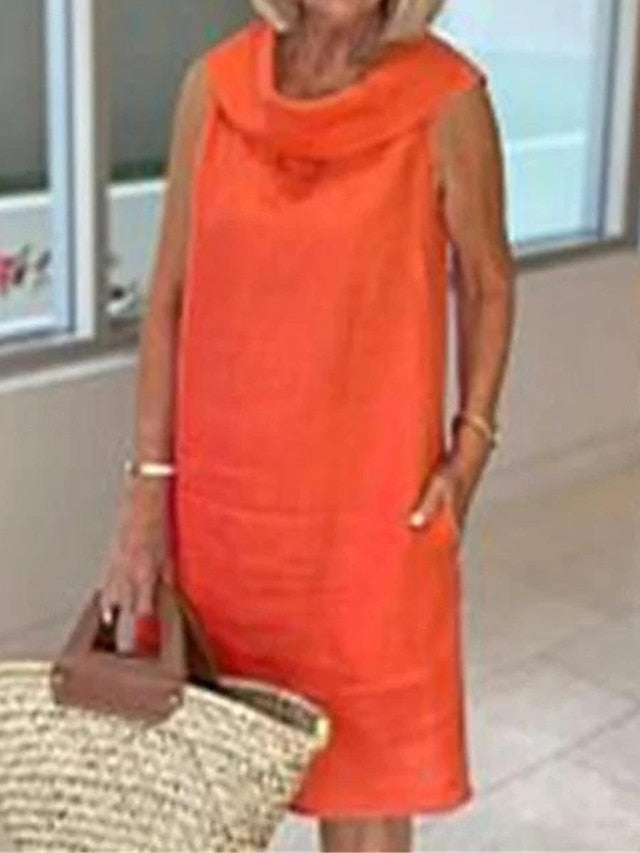 Women's Blue Black Yellow Summer Spring Knee Length Dress