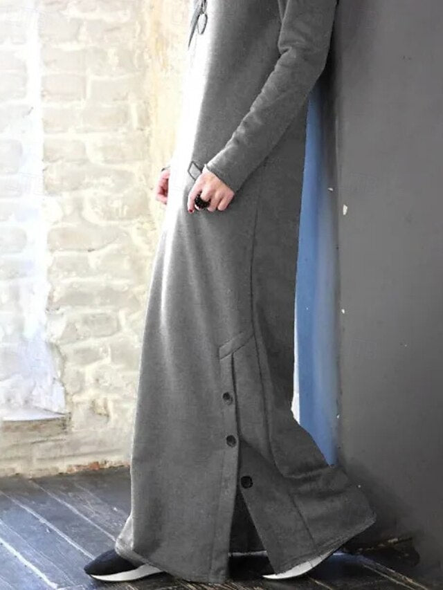 Women's Long Dress Maxi Dress Hoodie Dress Sweatshirt Dress