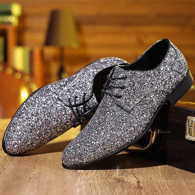 Men's Shoes Bold – Glitter Lace-up Party Purple Statement