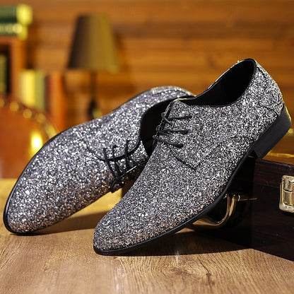 Men's Shoes Bold – Glitter Lace-up Party Purple Statement