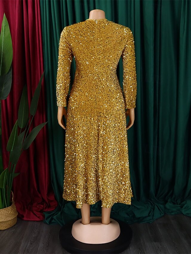 Women's Midi Dress Black Dress Sequin Dress Elegant Fashion