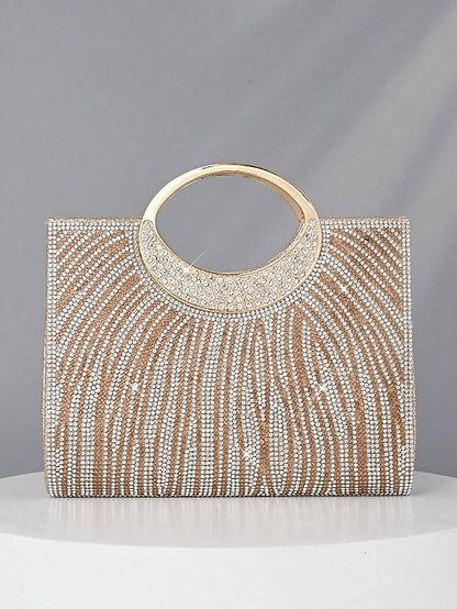 Evening – Rhinestone Bag Clutch Round with Handle Women's