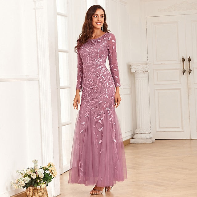 Mermaid Evening Gown Sequin Elegant Dress Wedding Guest Prom