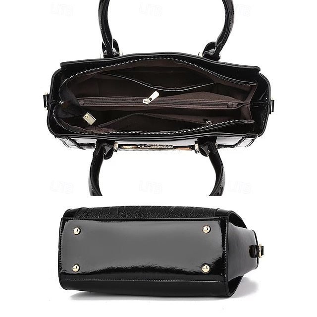 Faux Set Handbag Glossy Women's – Patent Leather