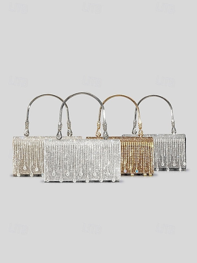 Evening Elegant with Women's Silver Chain Crystal Handbag