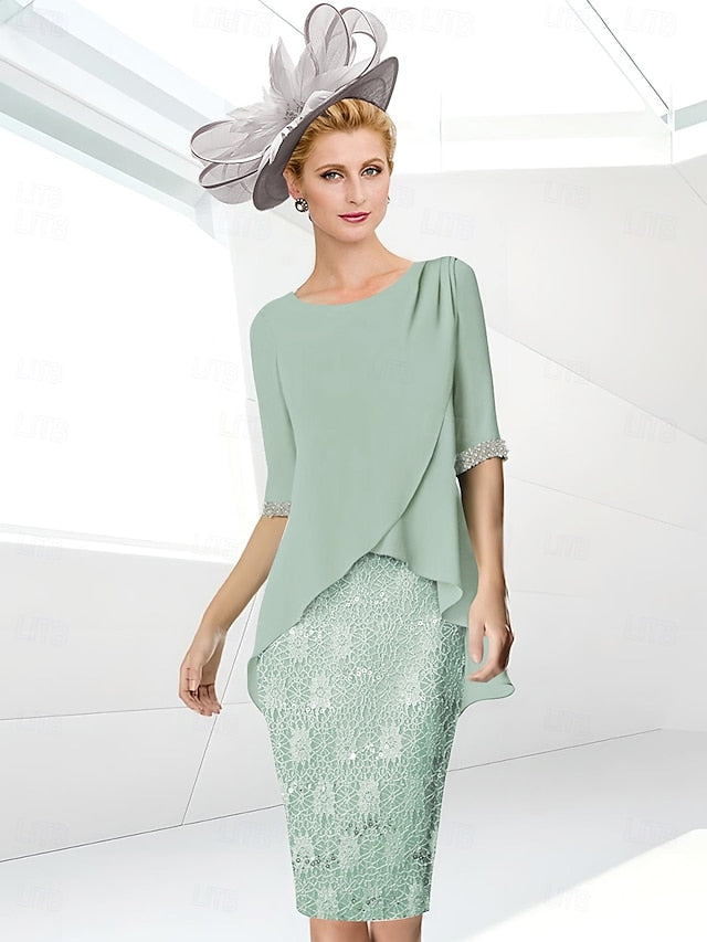 Mother Elegant Jewel Dress Beach the Wedding Sheath of Bride