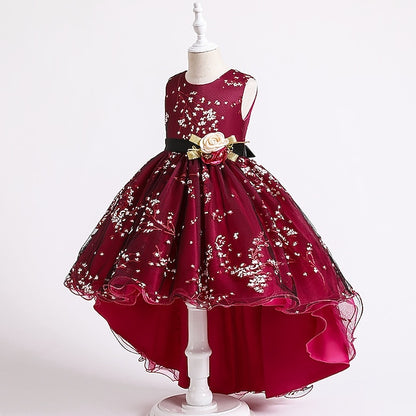 Dress Colored Girls' Kids Solid Wedding Floral Sleeveless