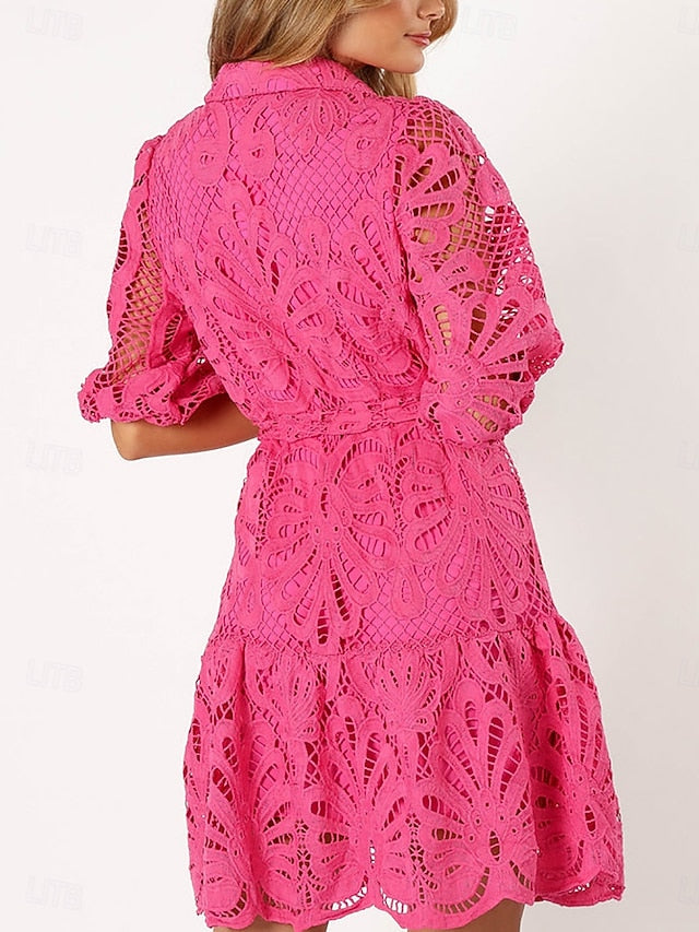 Women's Midi Dress Black Dress Lace Dress Cocktail Dress