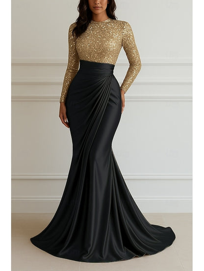 Floor Elegant Formal Gown Wedding Mermaid Dress Sequin Evening