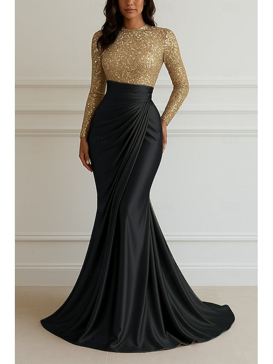 Floor Elegant Formal Gown Wedding Mermaid Dress Sequin Evening