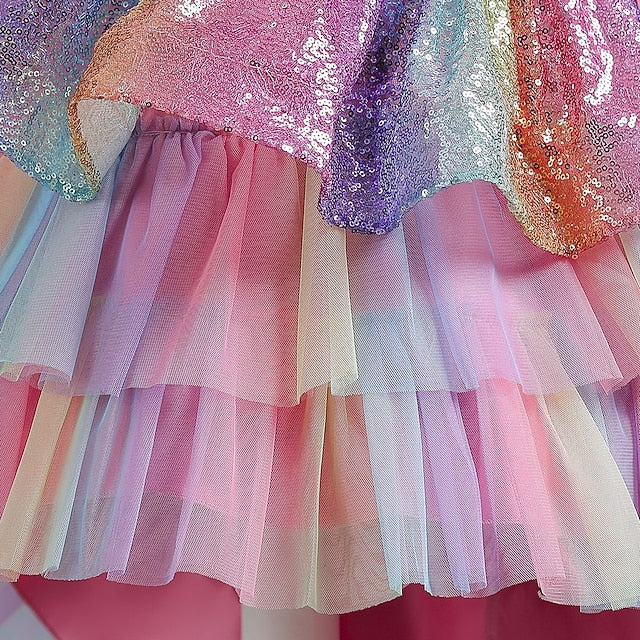 Party Girls' colour Sleeveless Kids Sequin Wedding Dress