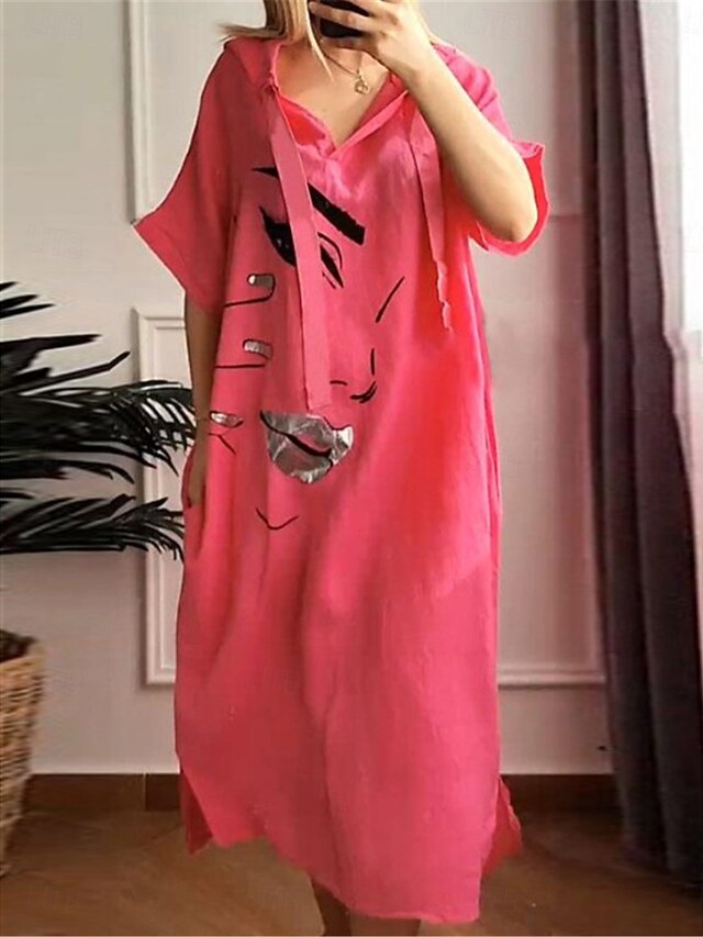 Women's Maxi Dress Faux Cotton Linen Casual Dress Stylish