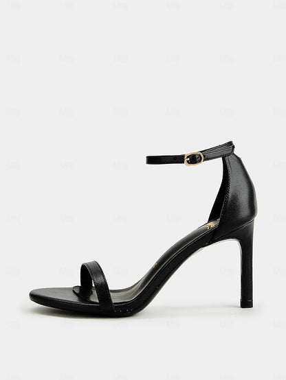 Strap Sandals Open-Toe Ankle Elegant Stiletto for - Women Black