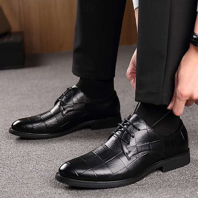 Crocodile Dress Men's Black Classic Pattern Shoes –