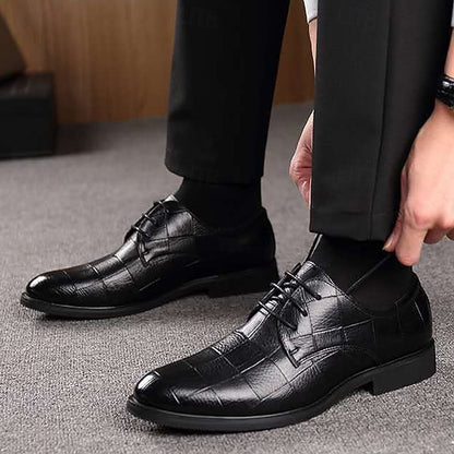 Crocodile Dress Men's Black Classic Pattern Shoes –