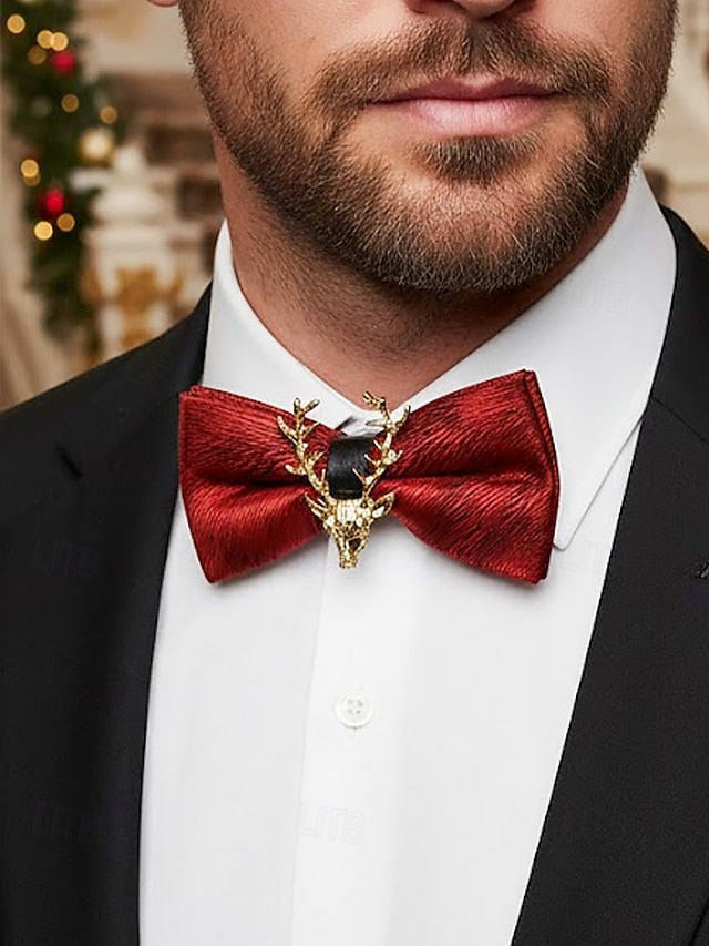 Gold Tie Pin Head Velvet with Men's Bow Deer