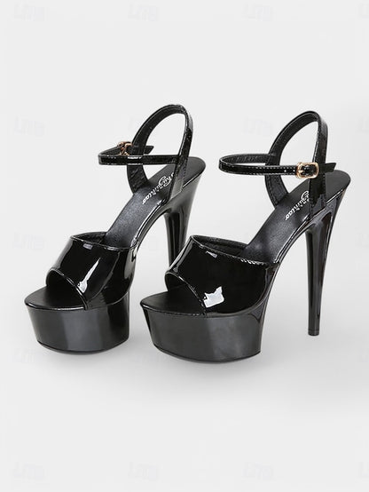 Red Sandals Leather Women Peep - for Toe Platform Patent
