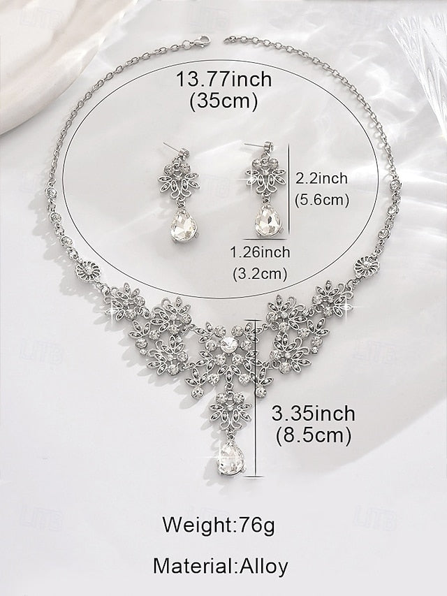 Jewelry and Elegant Tiara Rhinestone Set Women's – Silver