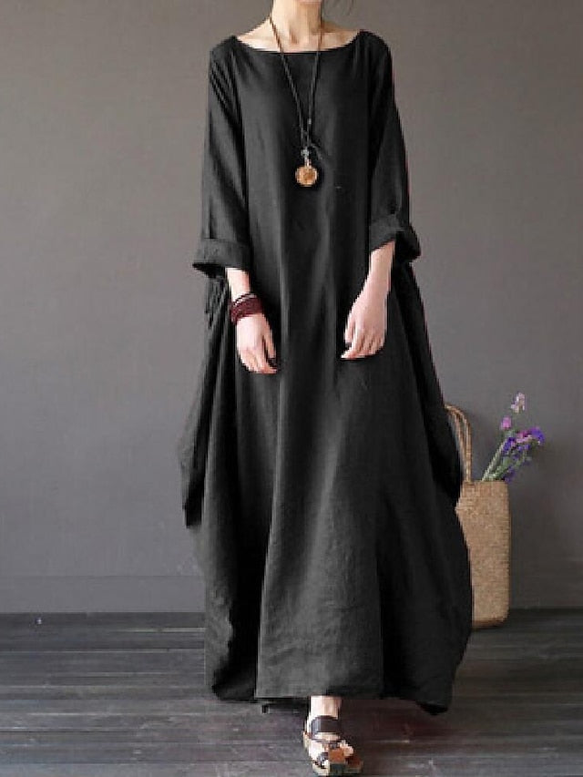 Women's Black White Red Summer Spring Fall Maxi long Dress