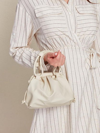 Elegant with Closure Handbag Cream Women's – Drawstring