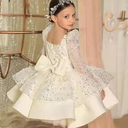 Girls' Dress Flower Long Sequin Kids Girl Party
