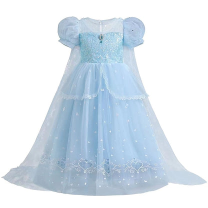 Cloak Dress Frozen Princess Cosplay Elsa Girl Flower