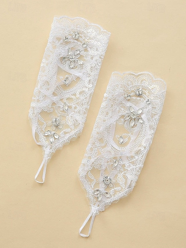 Elegant with Accessories Wedding – Bridal Pearls Lace Gloves