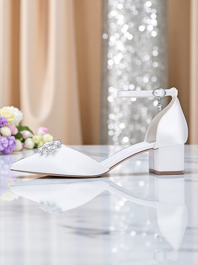 Burgundy Wedding Satin Women's with Shoes Block Heel