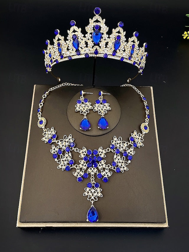 Jewelry and Elegant Tiara Rhinestone Set Women's – Silver