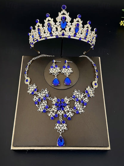 Jewelry and Elegant Tiara Rhinestone Set Women's – Silver