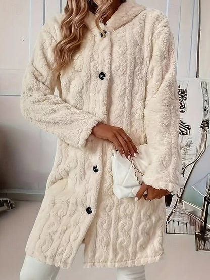 Buttons Women's Warm Faux Casual Fur Comfortable Coat
